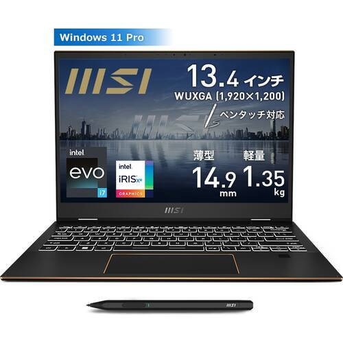 Summit-E13FlipEvo-A13MT-048JP　[ 13.4型 / WUXGA(120Hz) タッチパネル / i7-1360P / RAM:32GB / SSD:1TB / Windows 11 Pro / インクブラック ]