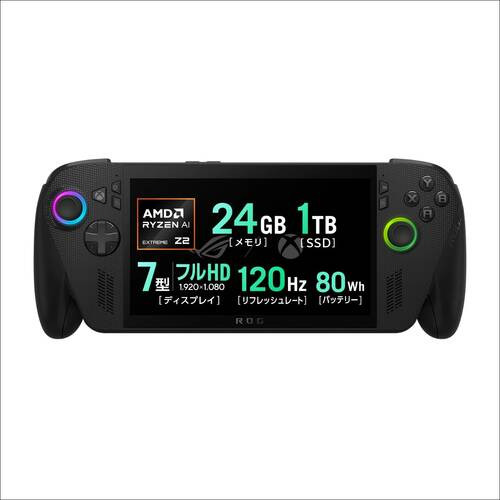 ポータブルゲーミングPC ROG Xbox Ally X (2025) RC73XA-Z2E24G1T [7型 /Ryzen AI Z2 Extreme /RAM:24GB /SSD:1TB /フルHD (120Hz) タッチパネル /Windows 11 Home /ブラック]